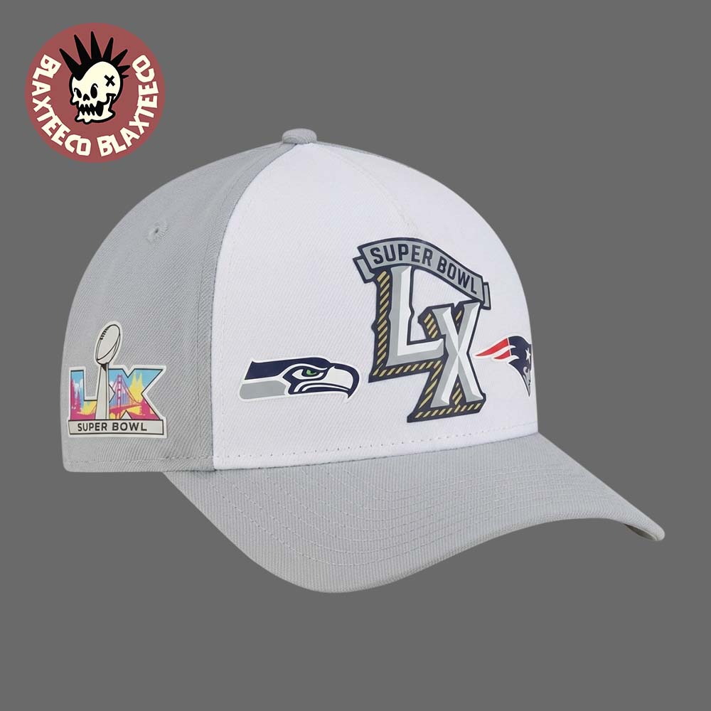 New England Patriots Vs Seattle Seahawks Super Bowl LX Matchup Logo Two Tone Adjustable Hat