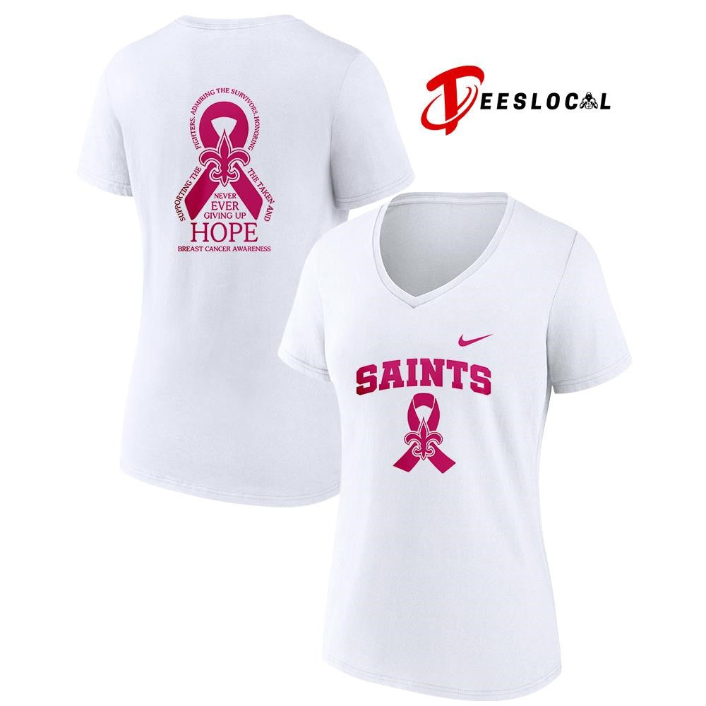 New Orleans Saints never ever giving up hope breast cancer awareness shirt