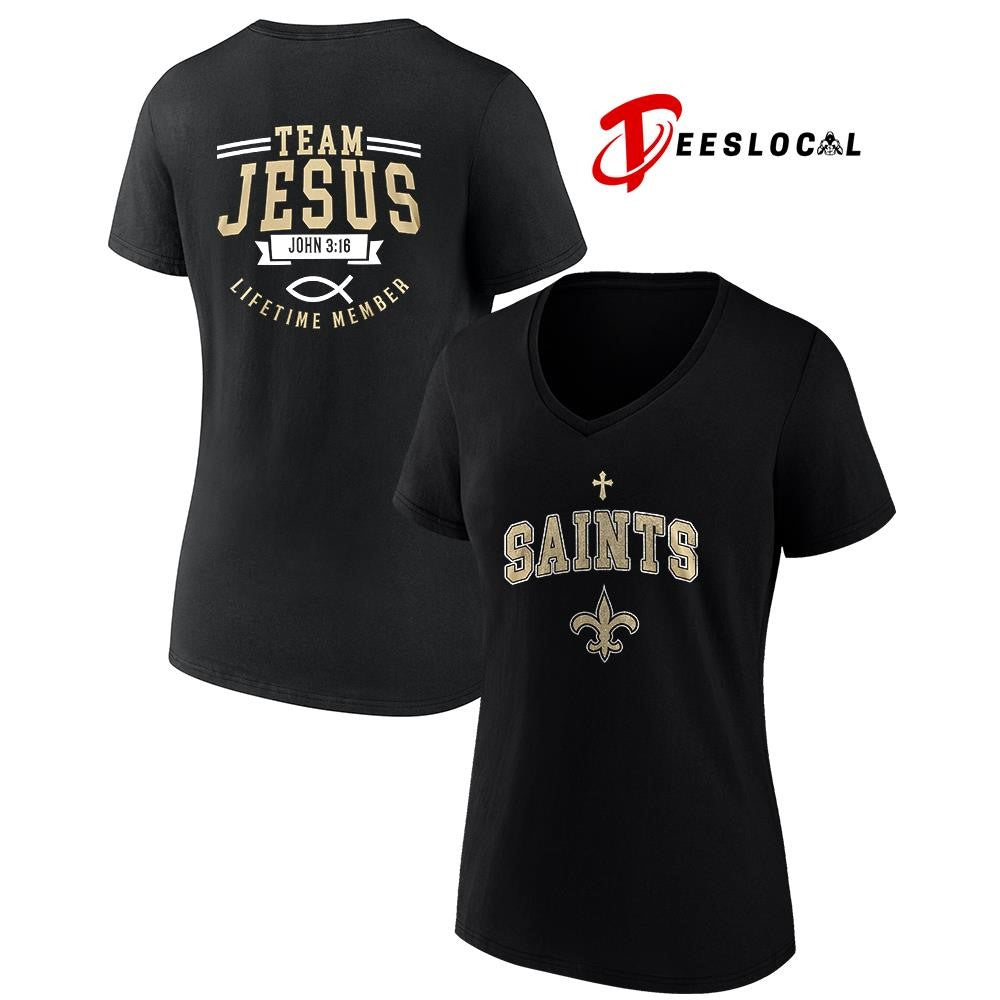 New Orleans Saints x team Jesus lifetime member John 3 16 logo shirt