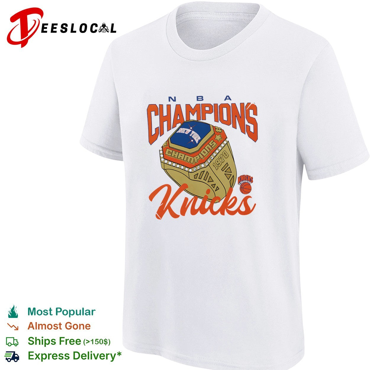 New York Knicks 1970 NBA Champions Ring Logo Print Basketball League Team shirt
