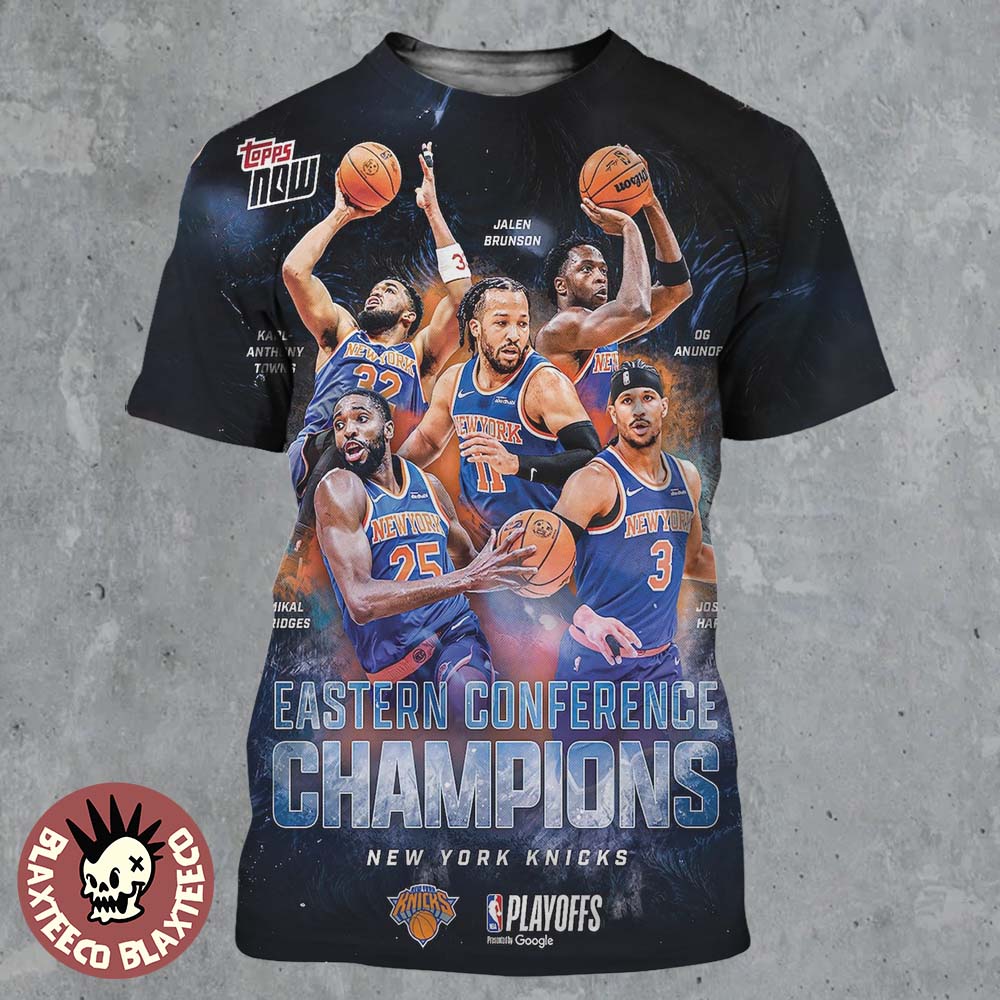 New York Knicks 2025 2026 NBA Eastern Conference Champions X Topps Now Card Art All Over Print Shirt
