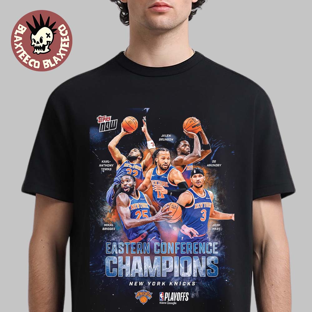 New York Knicks 2025 2026 NBA Eastern Conference Champions X Topps Now Card Art T-Shirt