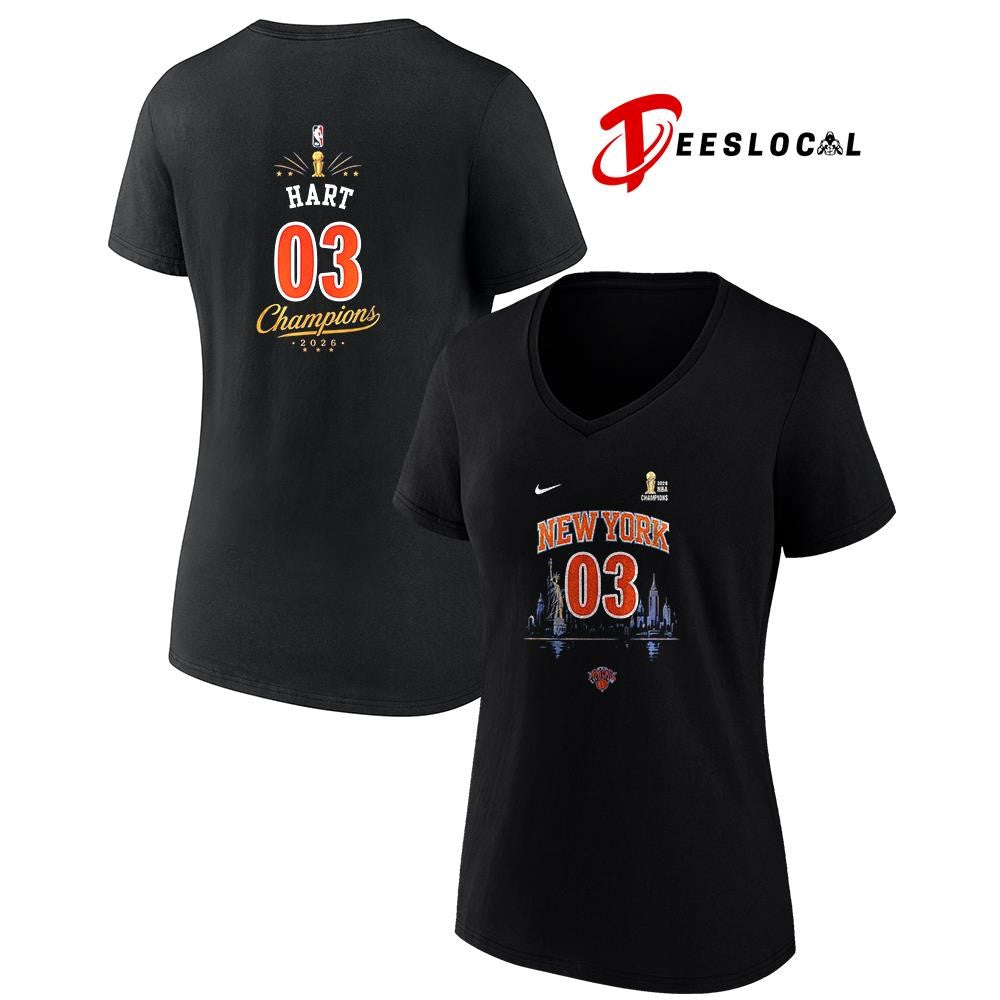 New York Knicks NBA Finals champions Josh Hart name and number shirt
