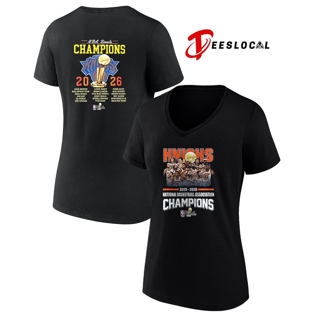 New York Knicks NBA Finals champions team graphic name roster shirt