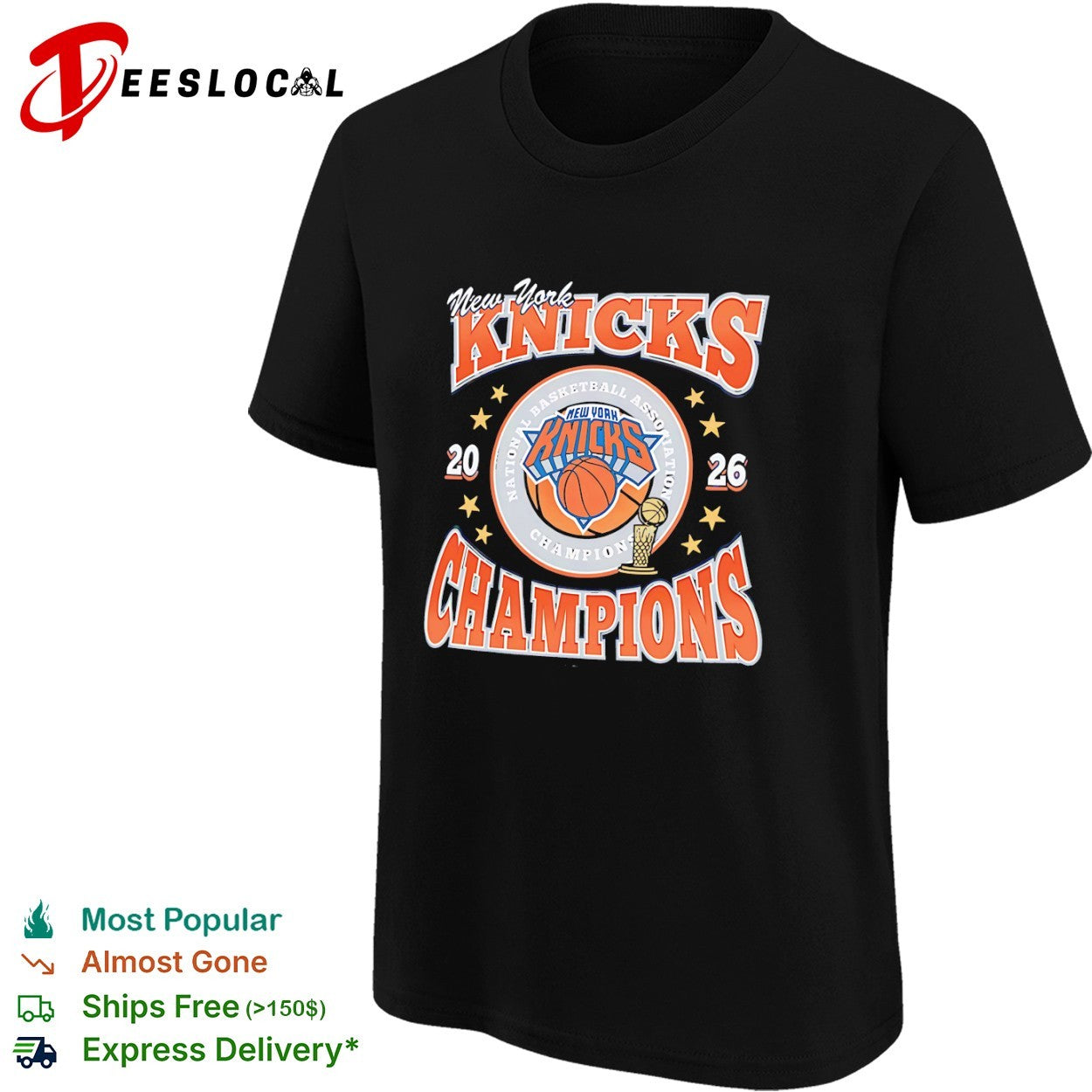 New York Knicks National Basketball Association trophy 2026 champions shirt