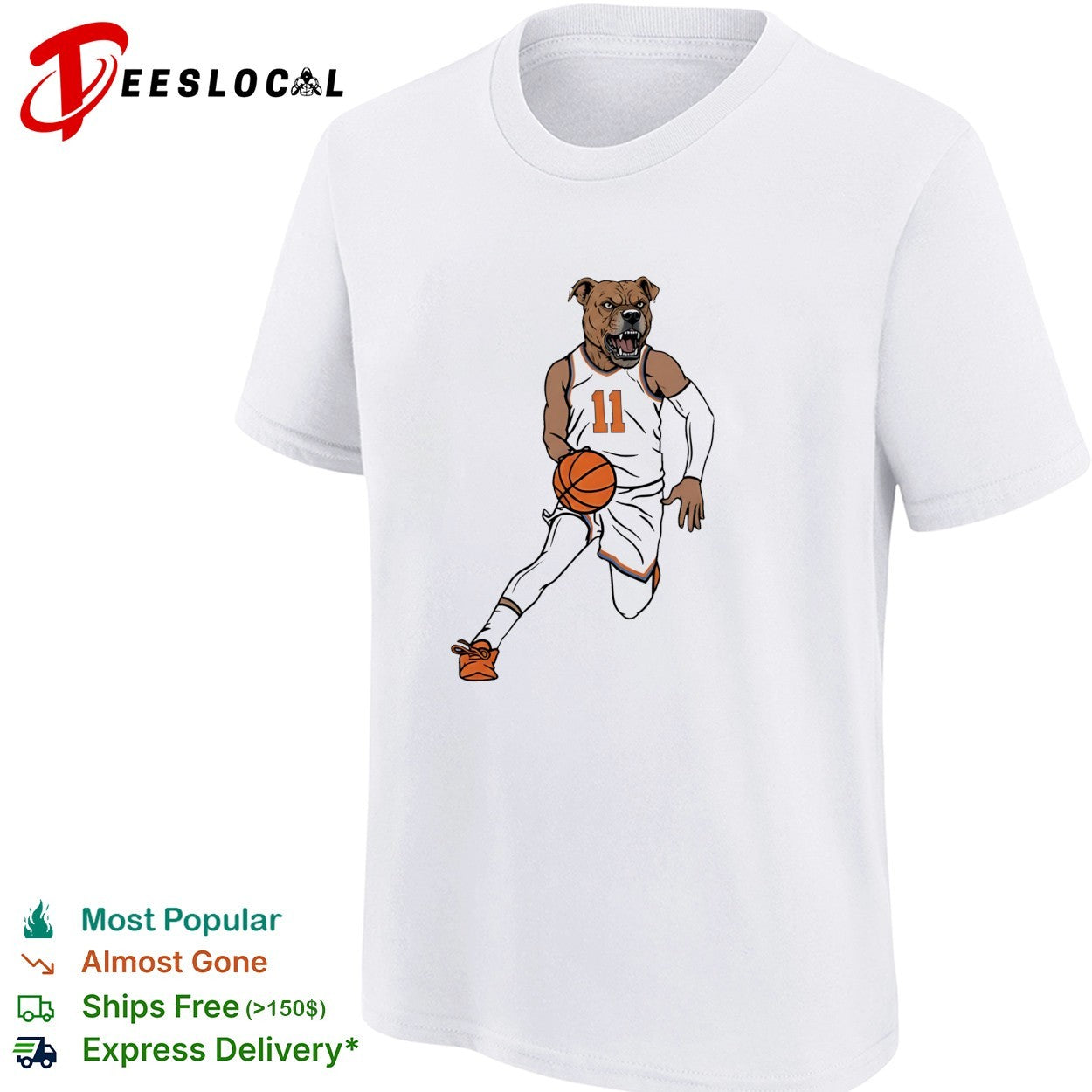New York Knicks pitbull dog head number 11 jersey dribbling basketball cartoon art shirt