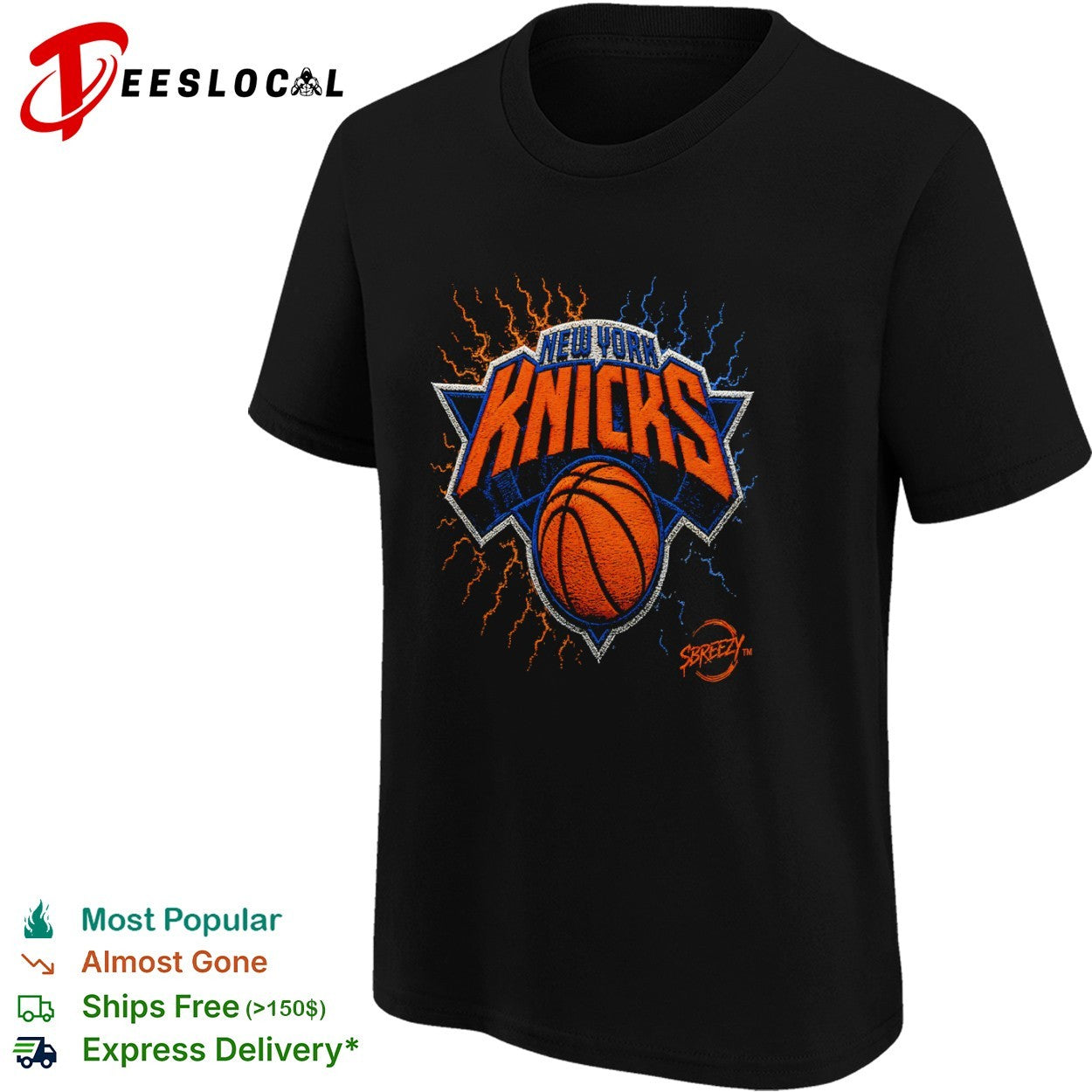 New York Knicks sbreezy basketball lightning shirt
