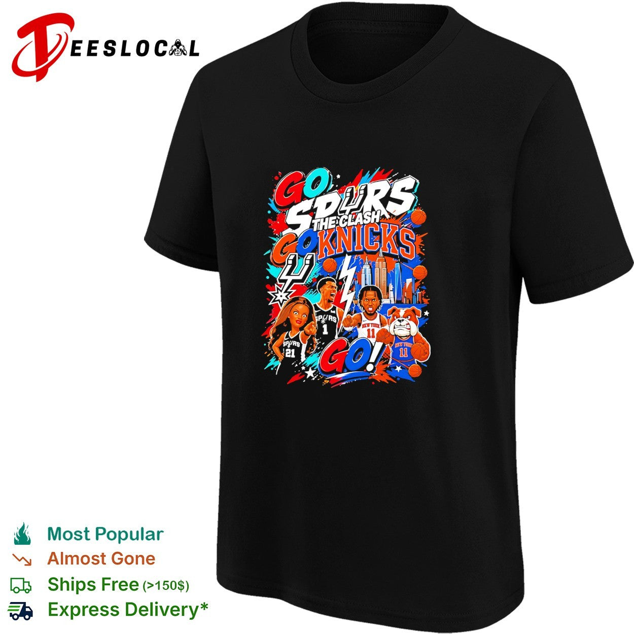 New York Knicks vs San Antonio Spurs Go Spurs Go Knicks The Clash Basketball 2026 shirt