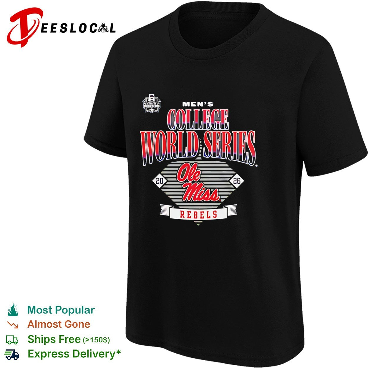 Ole Miss Rebels 2026 College World Series men’s NCAA baseball championship shirt