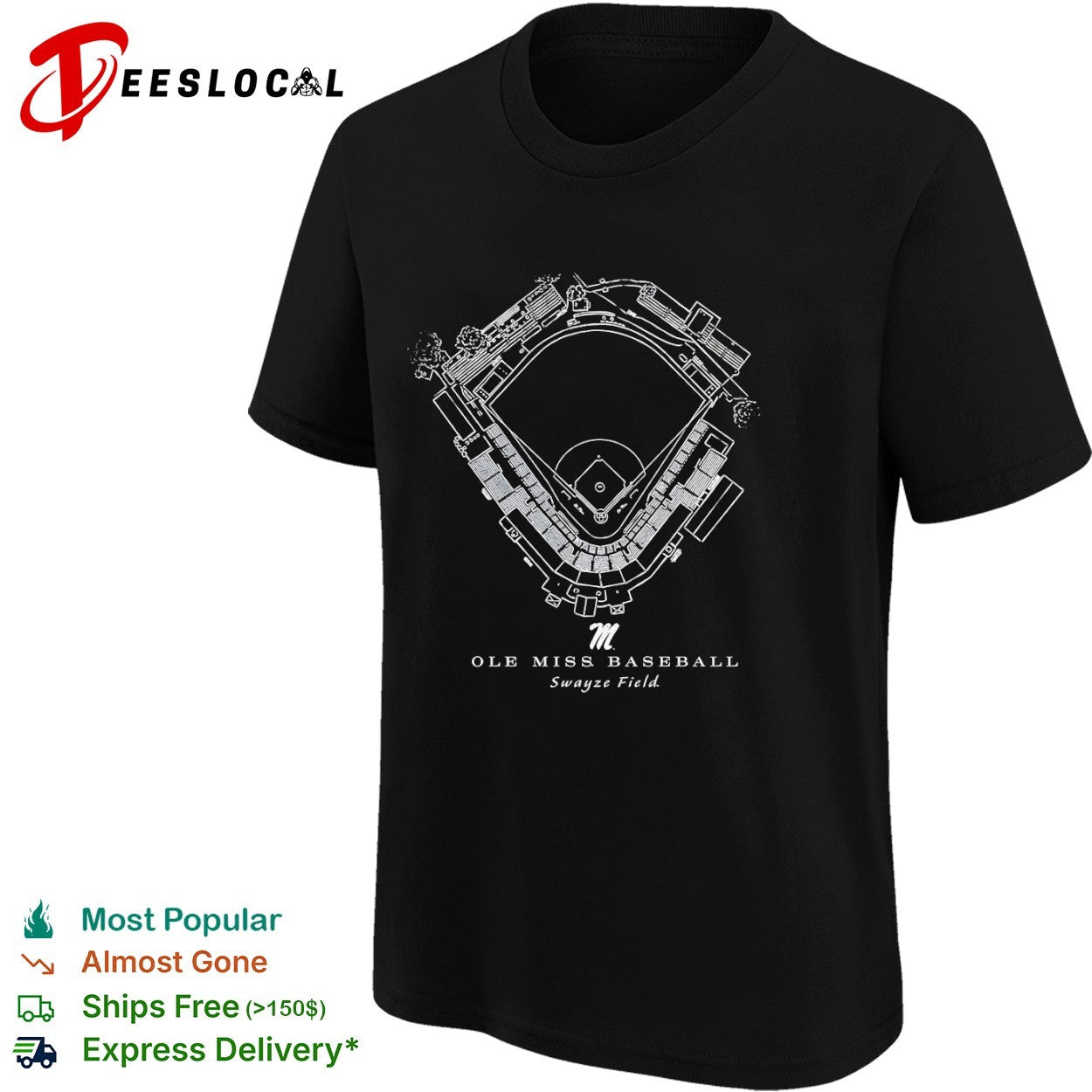 Ole Miss Rebels Baseball Swayze Field Schematic Diagram University of Mississippi shirt