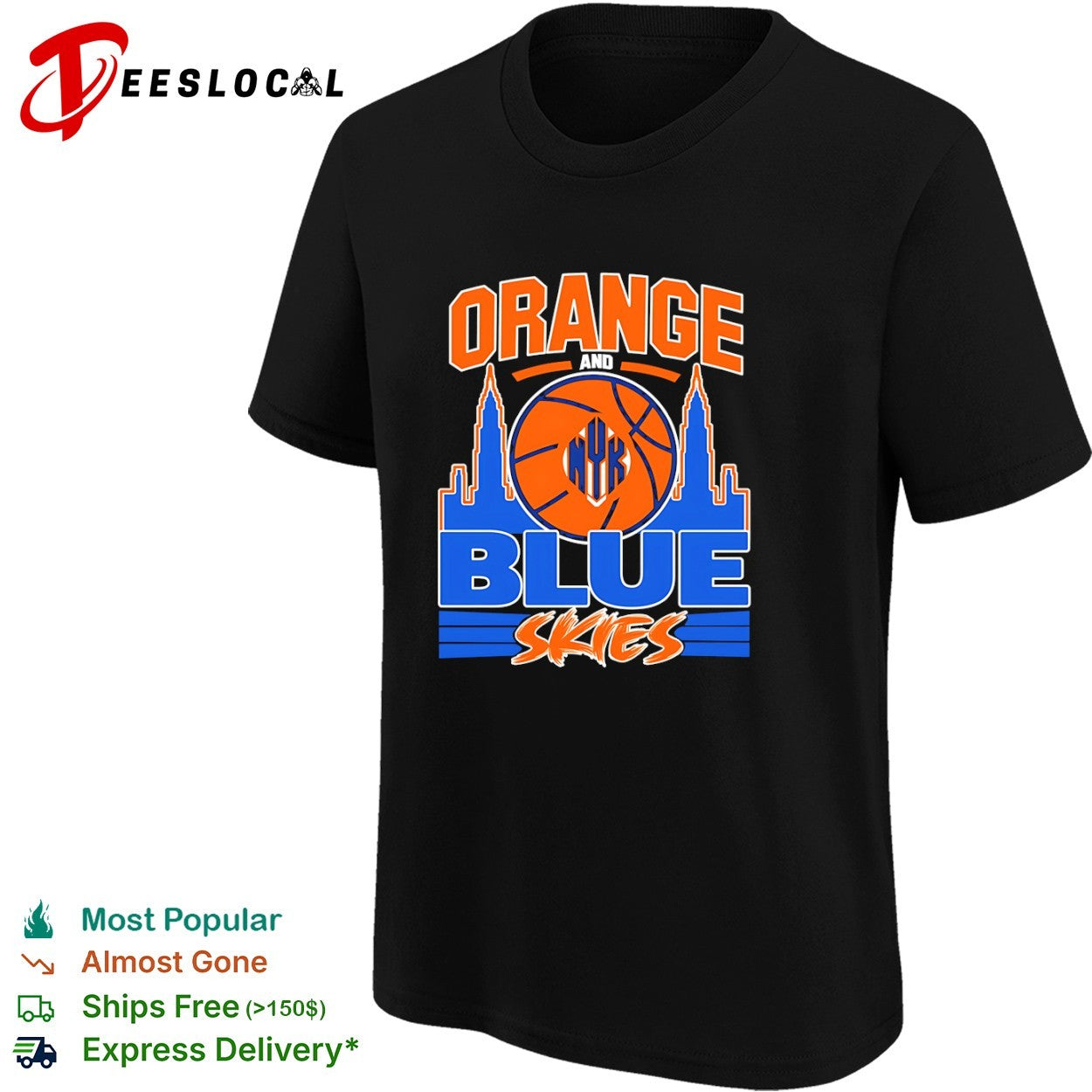 Orange and Blue Skies New York Knicks Basketball Team Logo Skyline Shirt