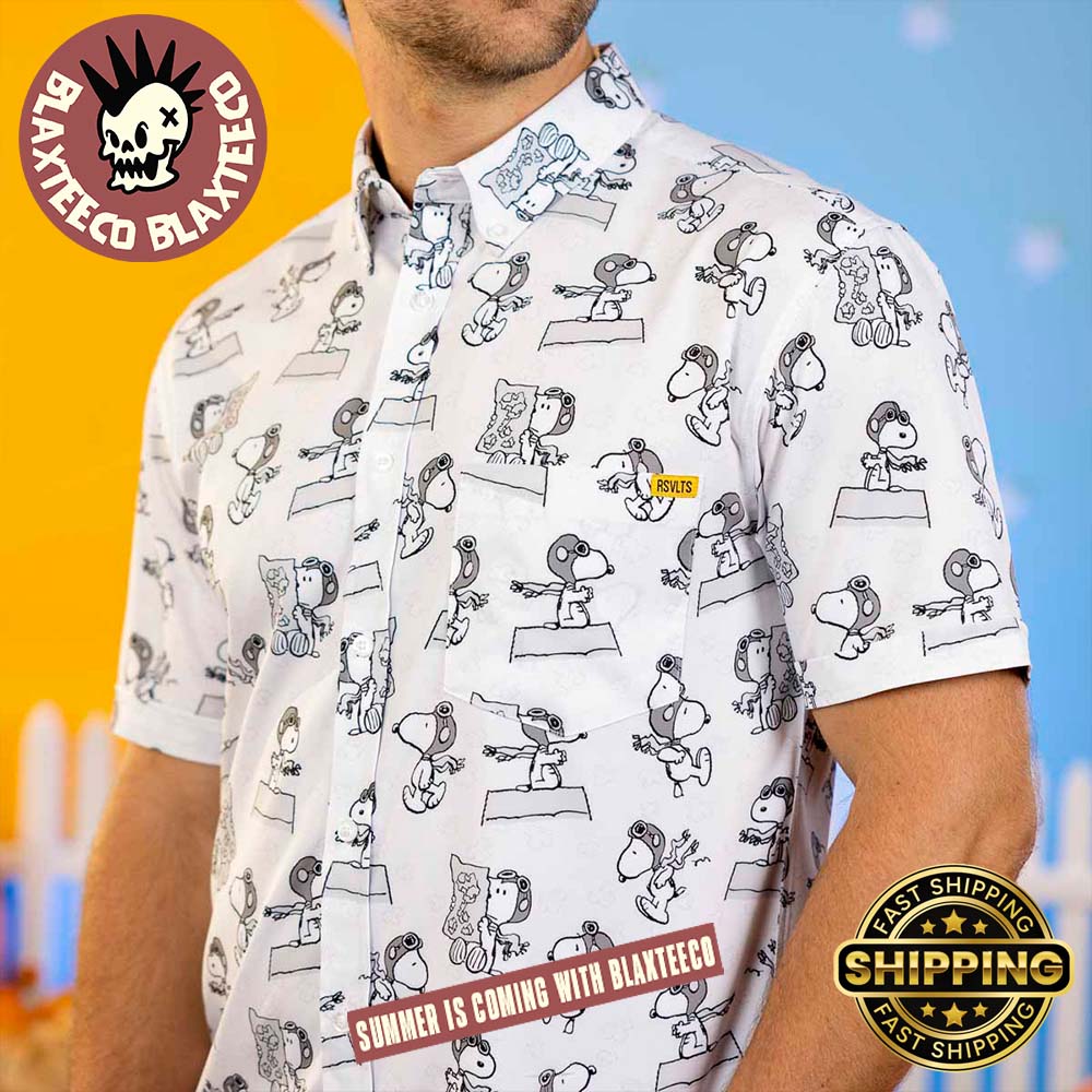 Peanuts RSVLTS Snoopy The Flying Ace Button Short Sleeve Hawaiian Shirt