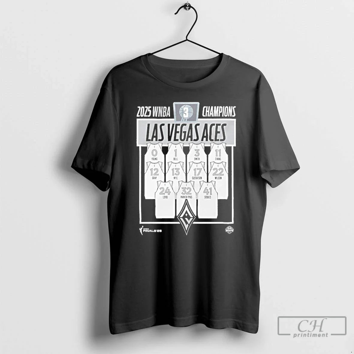Premium Las Vegas Aces 2025 Wnba Finals Champions Jersey Roster T Shirts