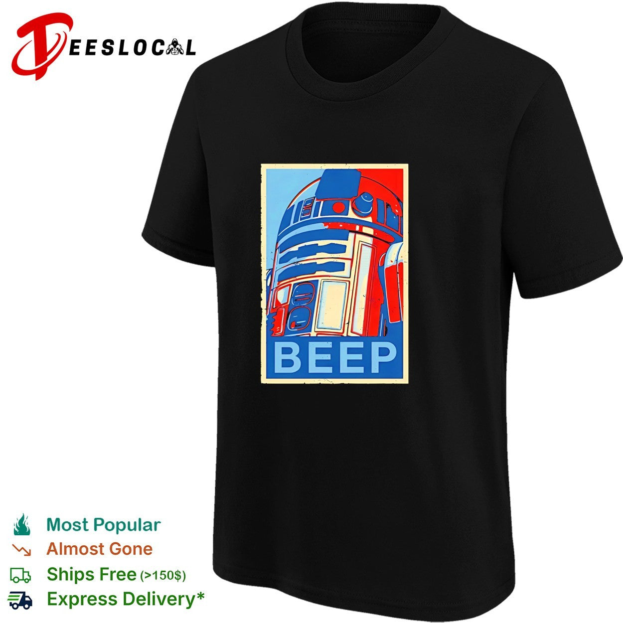 R2 D2 Star Wars Beep parody poster fan art design premium shirt