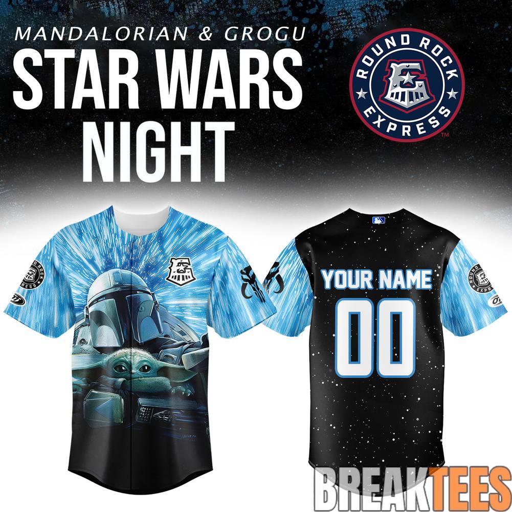 Round Rock Express x Star Wars Mandalorian & Grogu Custom Baseball Jersey