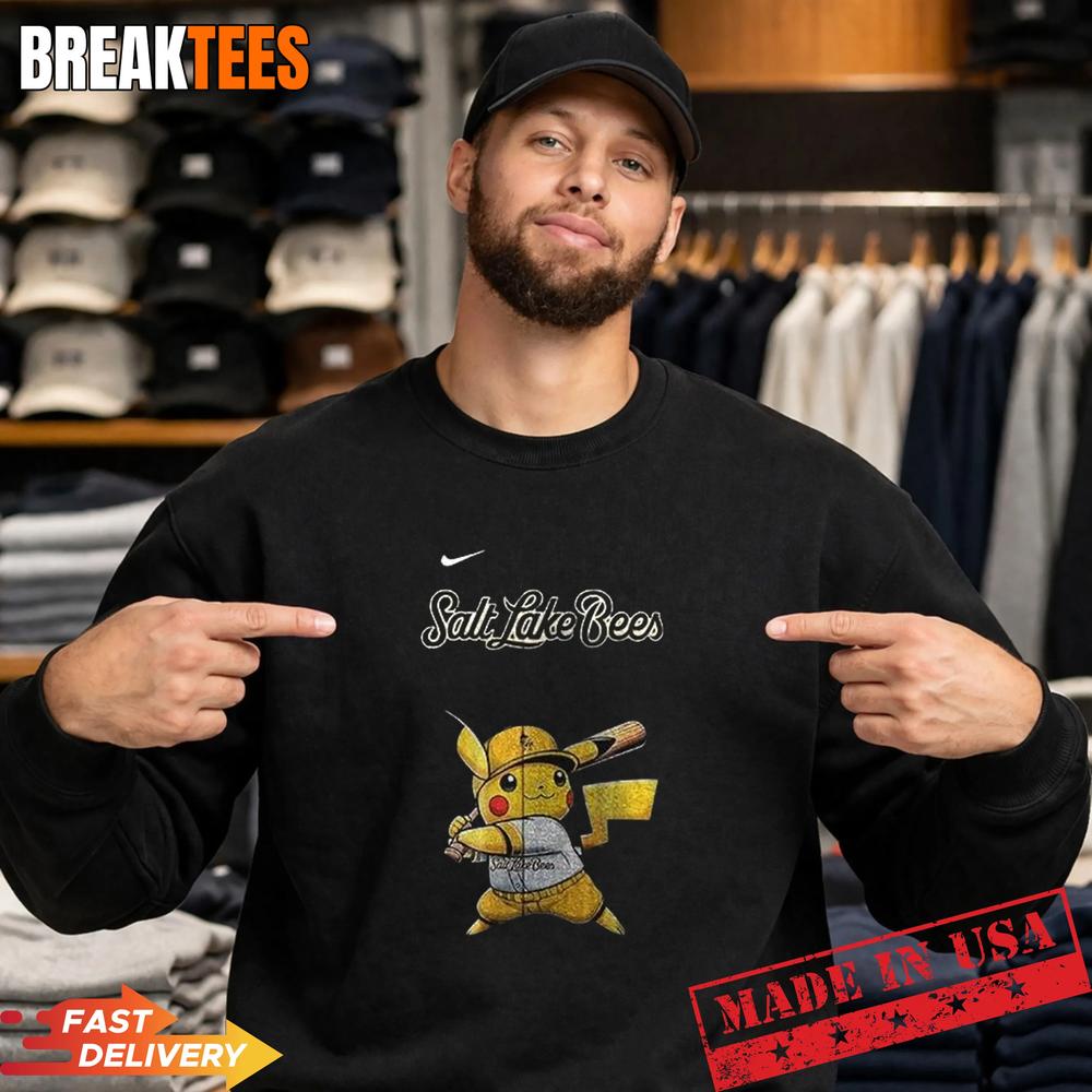 Salt Lake Bees x Pokemon Pikachu Baseball T-Shirt