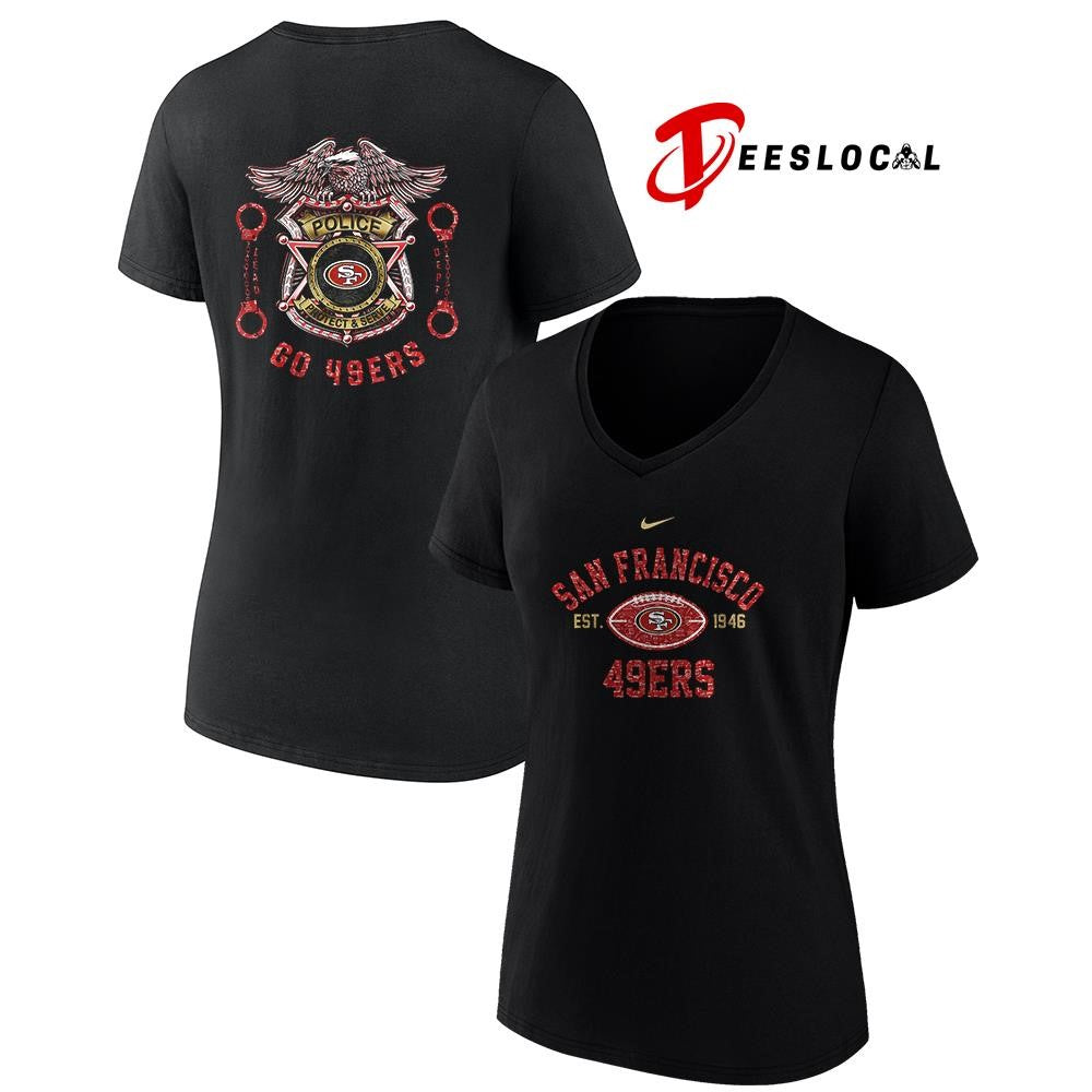 San Francisco 49ers law enforcement tribute protect and serve logo shirt