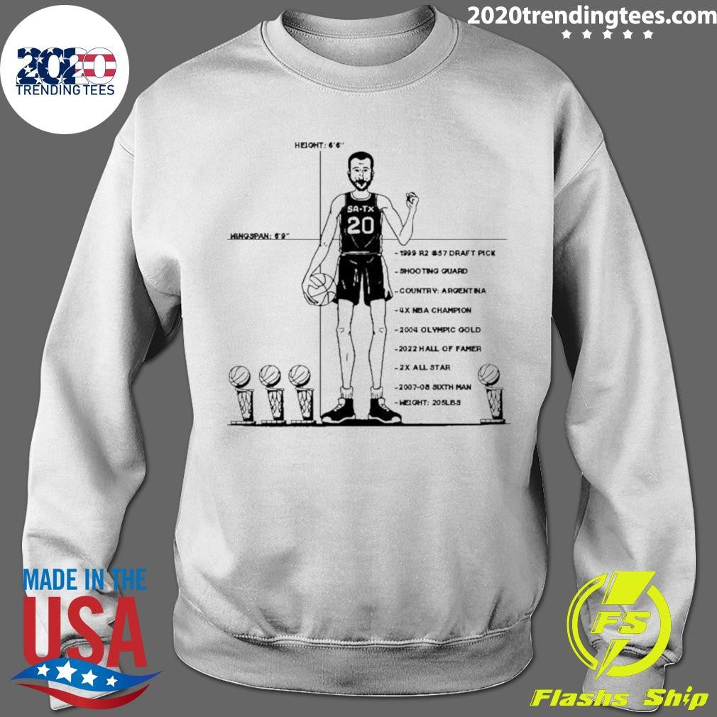Spurs Manu Ginóbili 1999 Rw #57 Draft Pick Shooting Guard 2x All-star Caricature Shirt