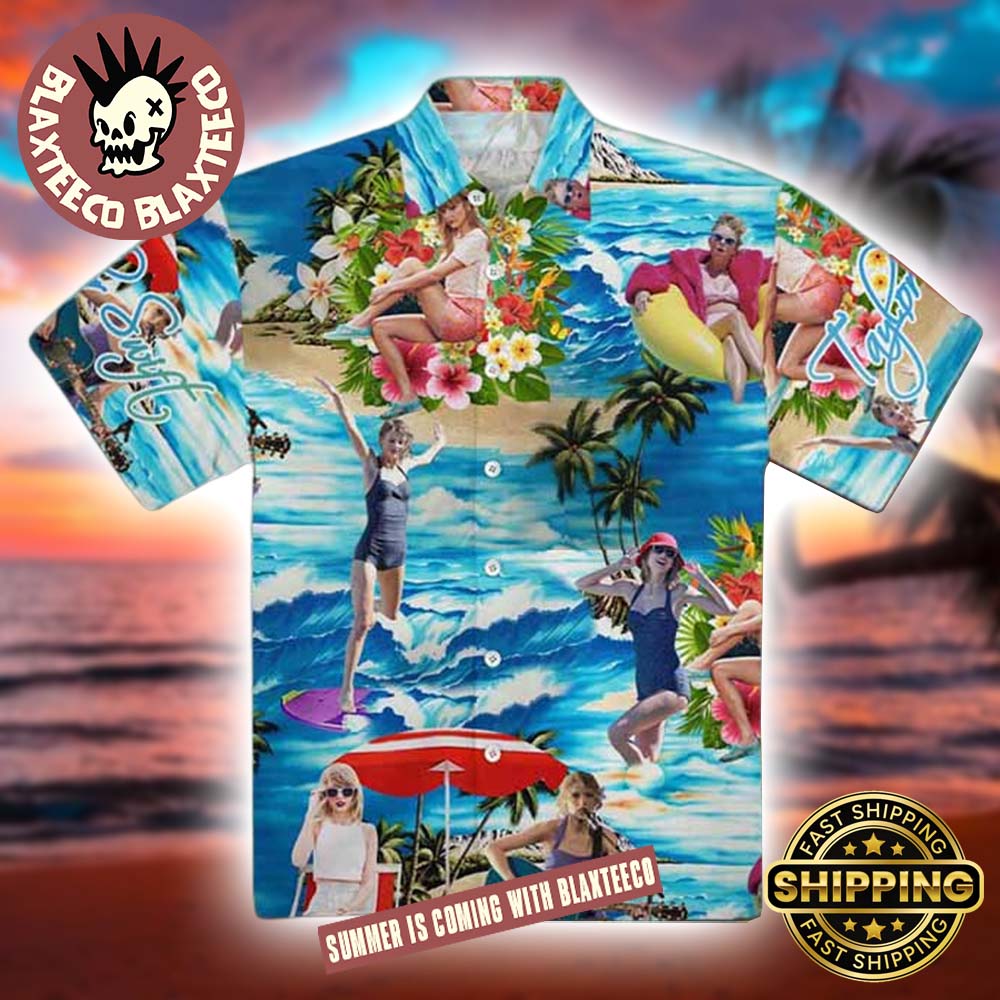 Taylor Swift On The Beach Photos Pattern Summer Time 2026 Hawaiian Shirt