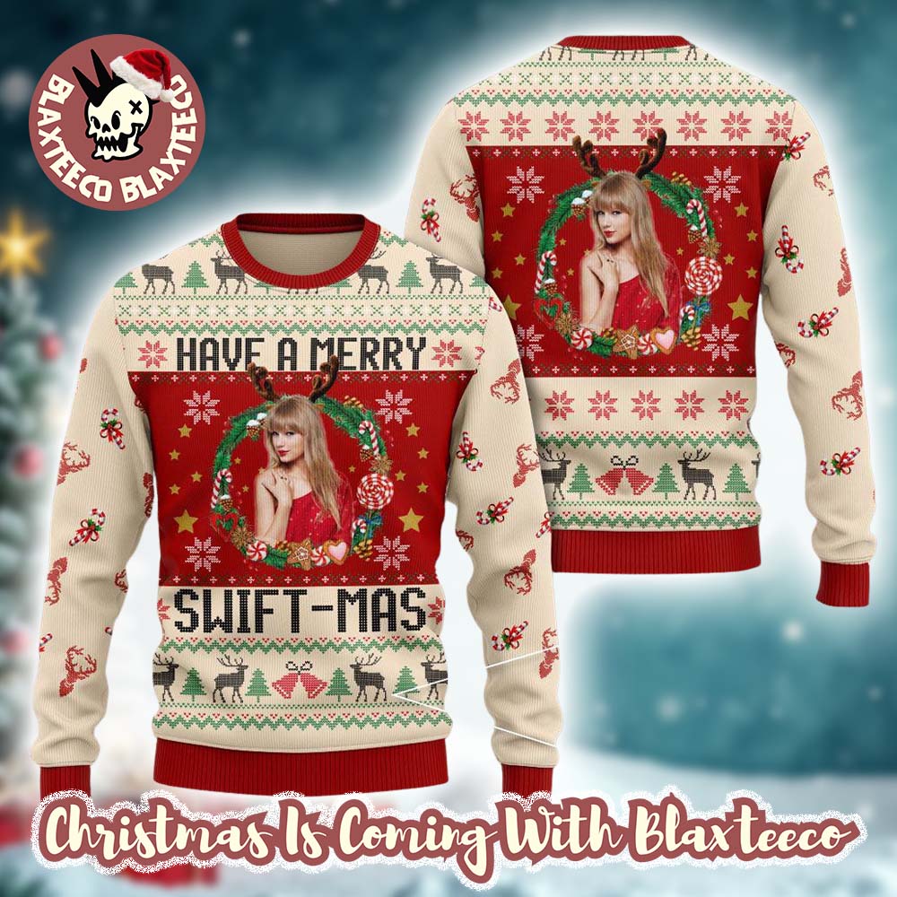 Taylor Swift Reindeer Have A Merry Swiftmas The Eras Tour Knitted Ugly Christmas Sweater