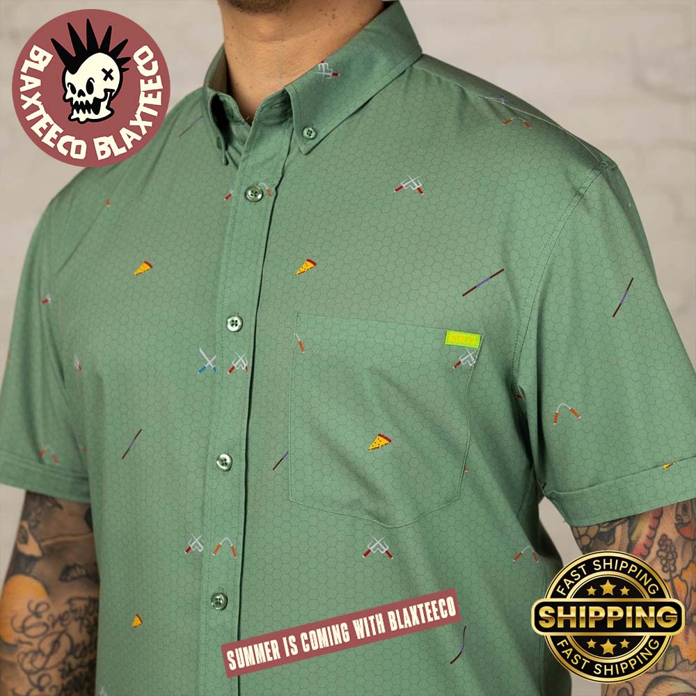 Teenage Mutant Ninja Turtles RSVLTS Ninja Armory Button Short Sleeve Hawaiian Shirt
