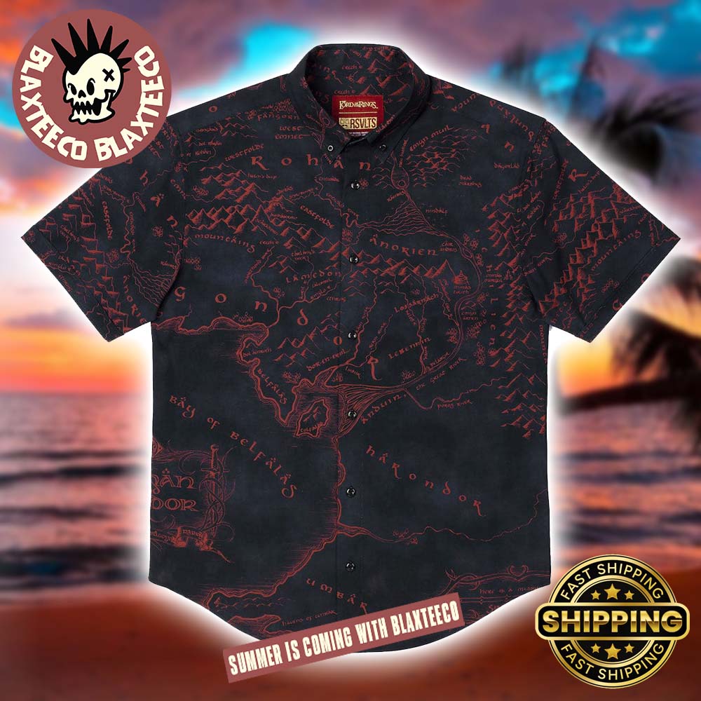 The Lord of the Rings RSVLTS World’s Map The World Is Changed Short Button Hawaiian Shirt