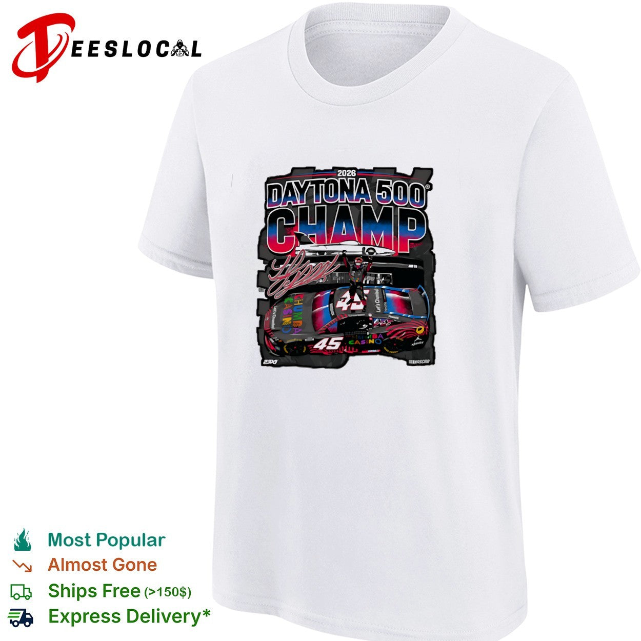 Tyler Reddick 23XI Racing NASCAR 2026 Daytona 500 Champ Chumba Casino graphic shirt