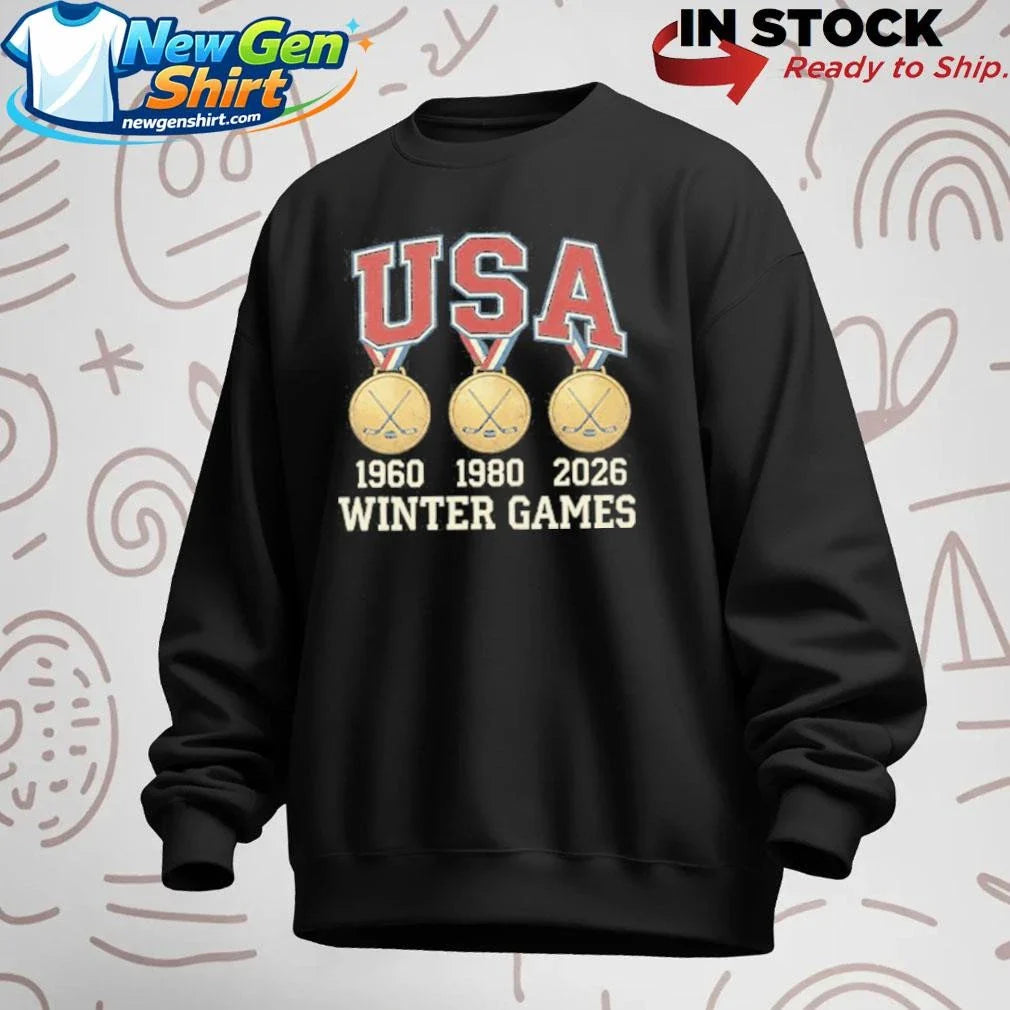 USA Hockey Miracle On Ice 1980 1960 2026 Gold Medals Shirt