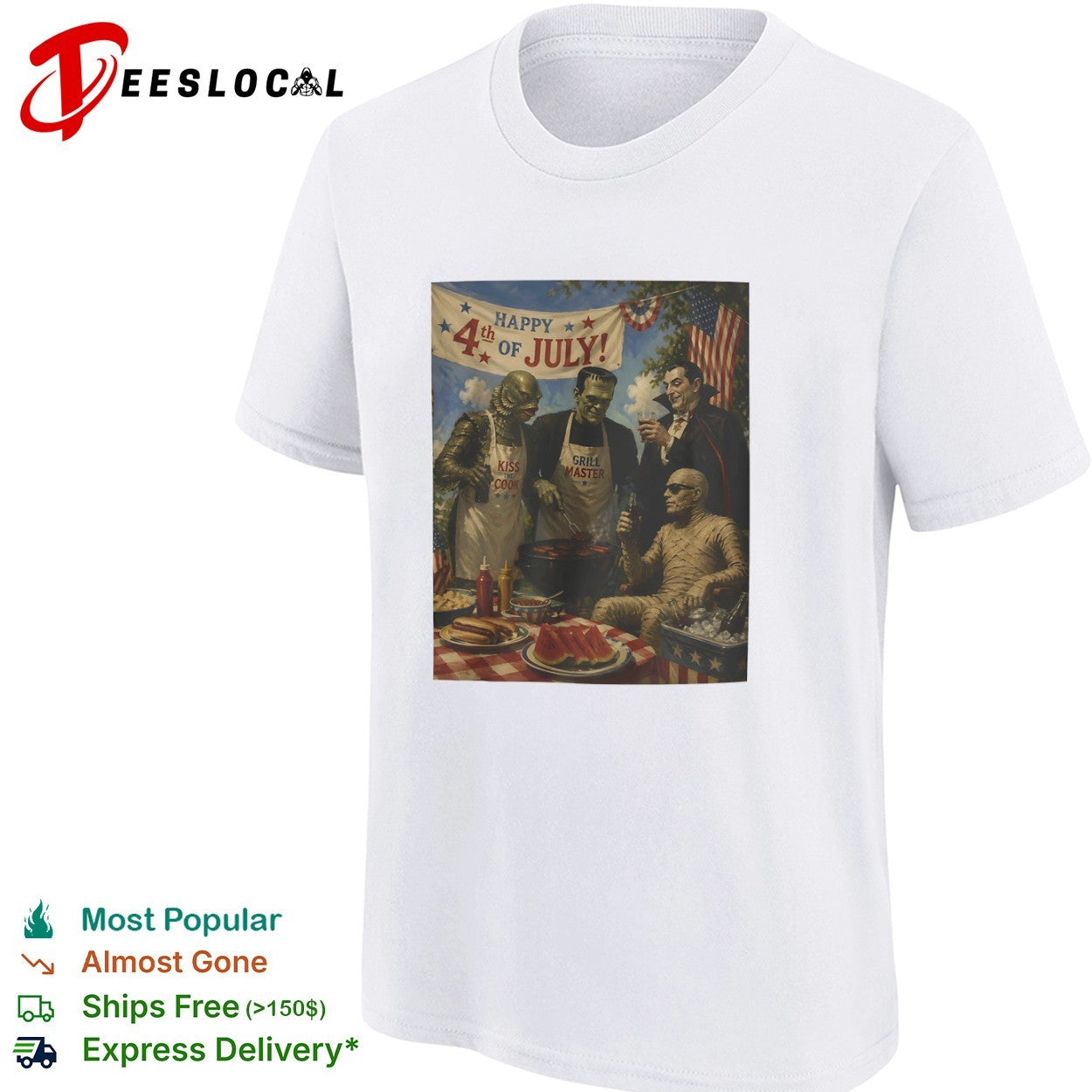 Universal Monsters Happy 4th of July Kiss the Cook Grill shirt