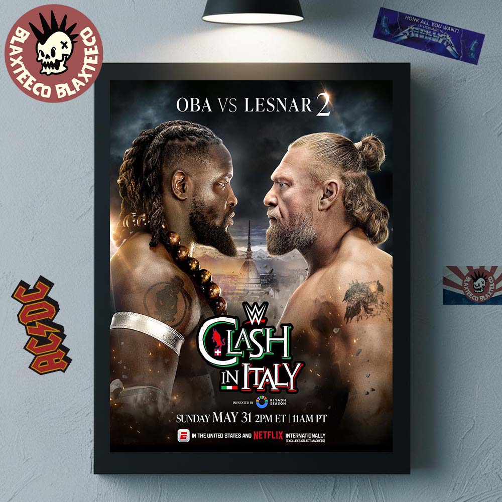 WWE Clash In Italy 2026 OBA Vs Lesnar 2 On May 31 2026 Match Card Poster Canvas