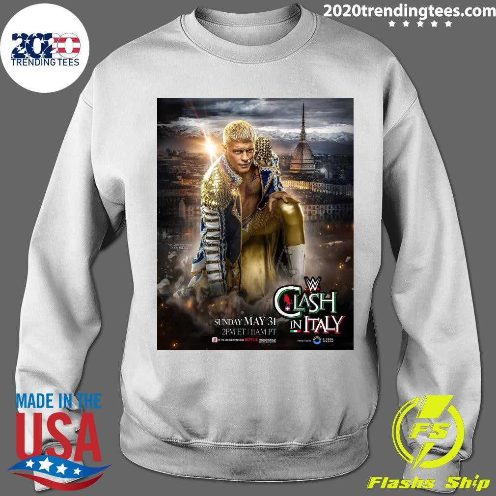 WWE Clash In Italy 2026 Official Poster Starring Cody Rhodes On May 31 2026 Shirt