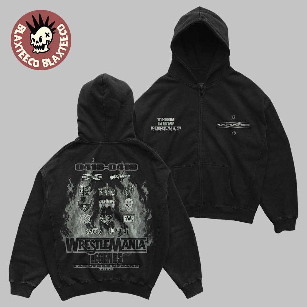 WWE X XO Wrestlemania Las Vegas 2026 Legends Then Now Forever Zip Up Hoodie