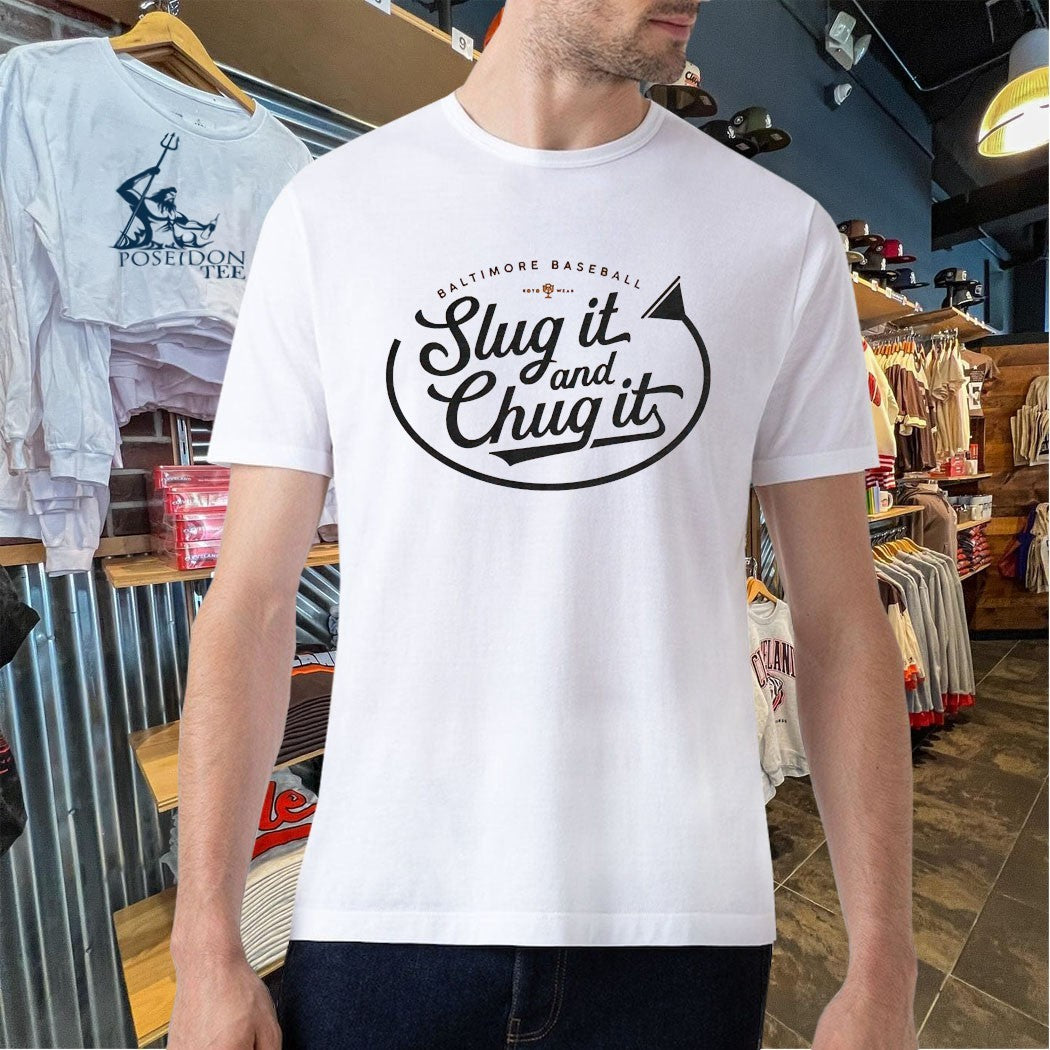 Melanie Newman Baltimore Orioles Slug It And Chug It T-shirt