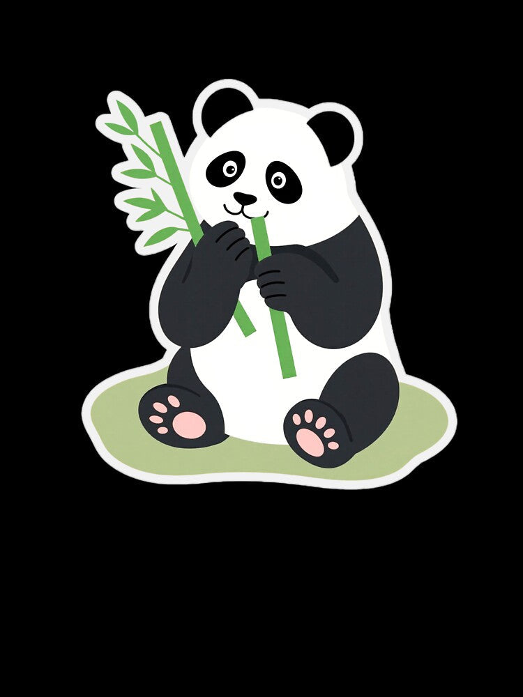 Cute Panda Eating Bamboo – Kawaii Panda Cartoon Animal Sticker by Kaizenstickers