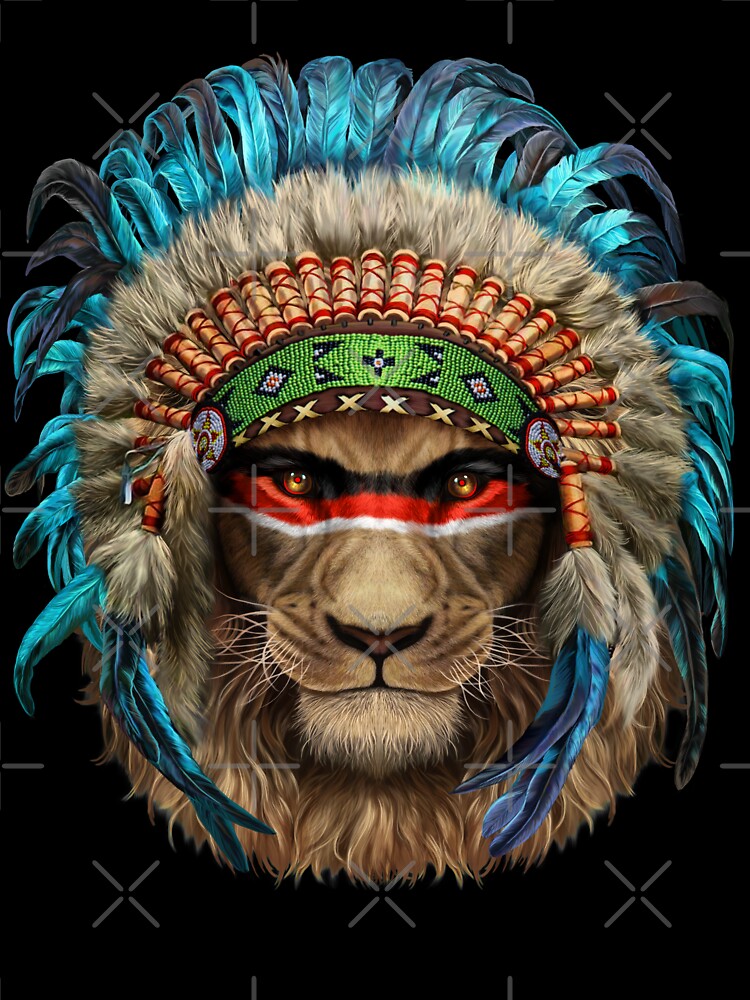 Alpha Lion in Native Indian War Headdress by Fox-Republic