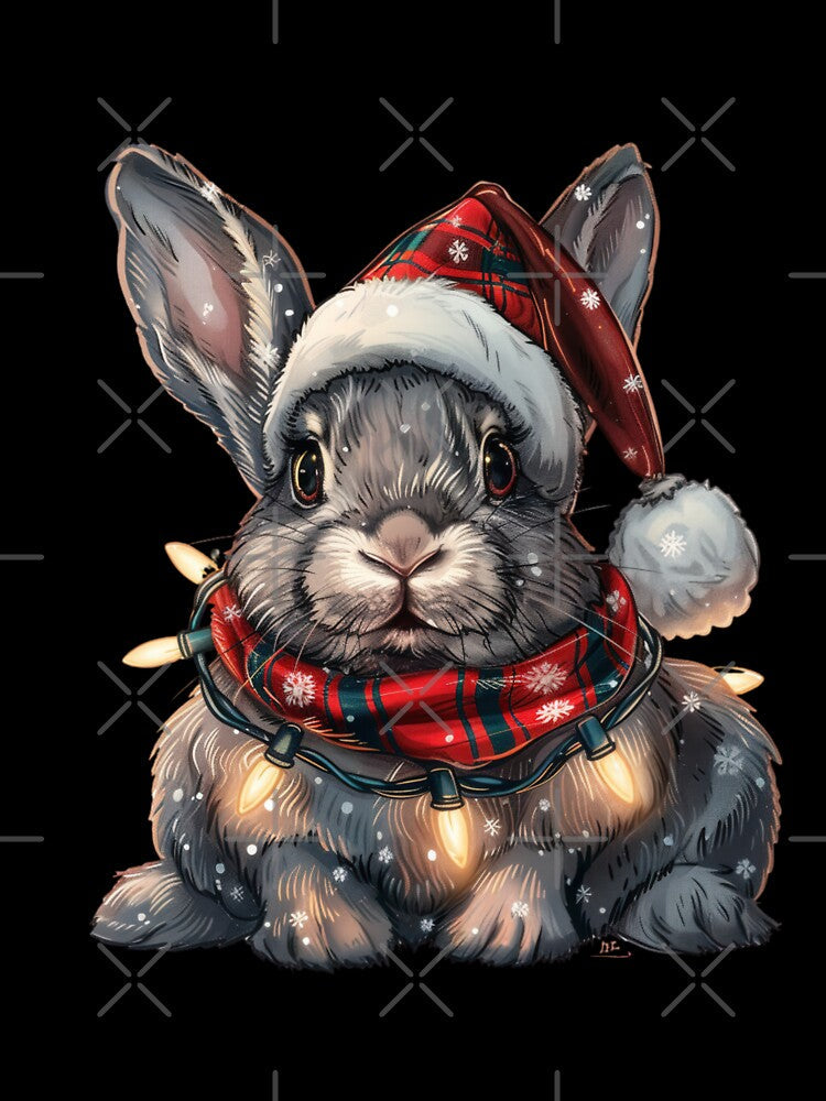 Hyper Realistic Christmas Rabbit Sticker with Lights and Santa Hat by tjnextgen99