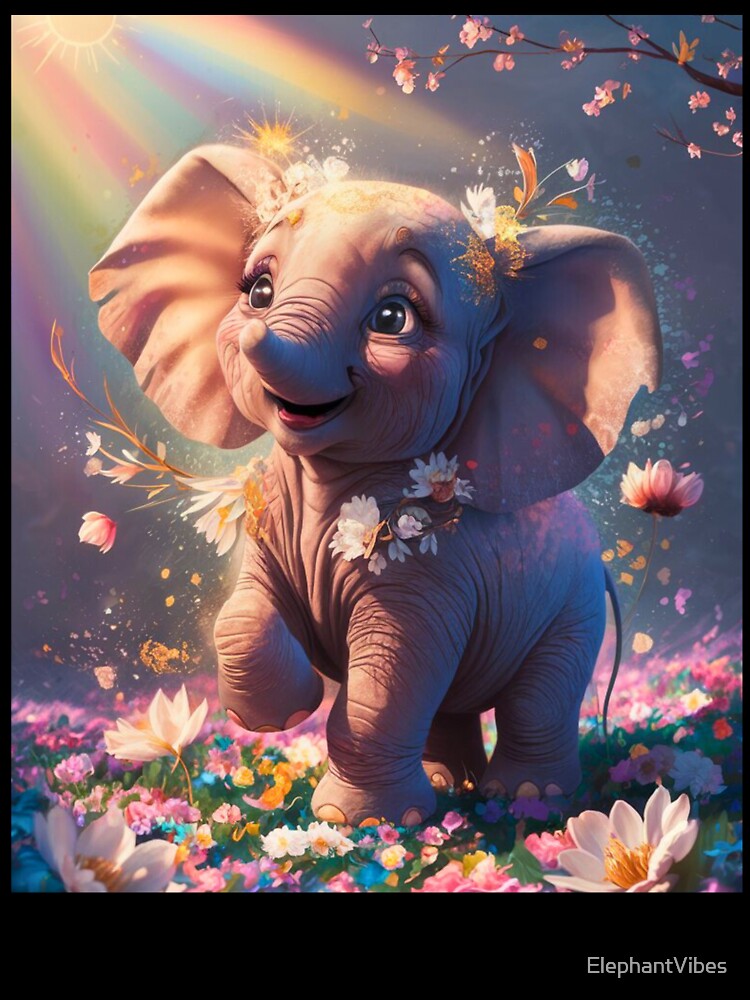 Elephant Portrait. cute elephant, spring vibe by ElephantVibes