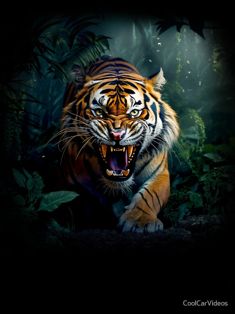 Growling Tiger coming out of the Dark Jungle by CoolCarVideos