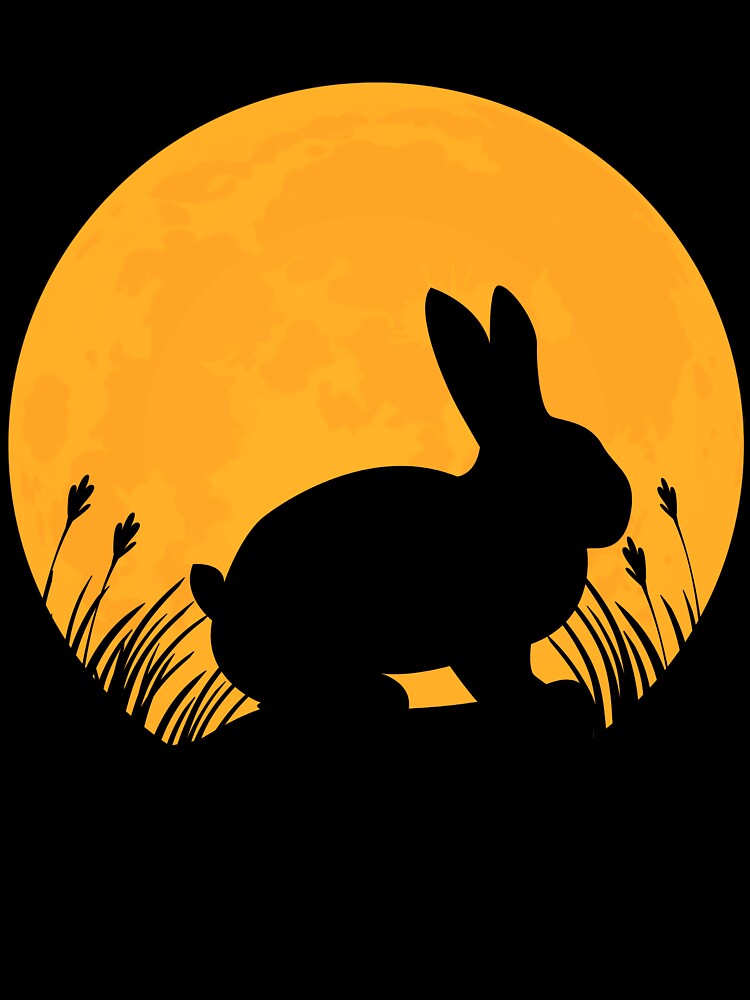 rabbit animal lover Silhouette in full moon easter day gift by alaechamlal