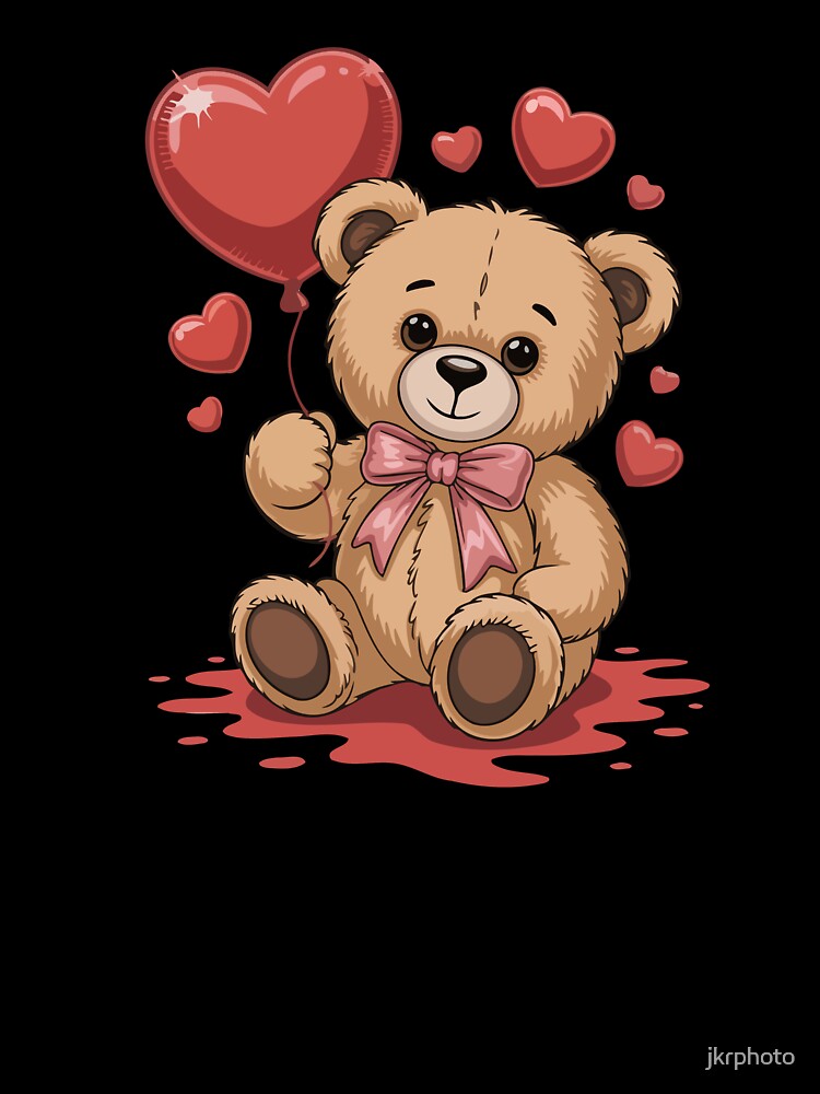 Teddy Bear with Heart Balloons by jkrphoto