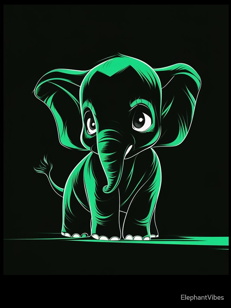 Elephant Portrait. monochrome face portrait, emerald green by ElephantVibes