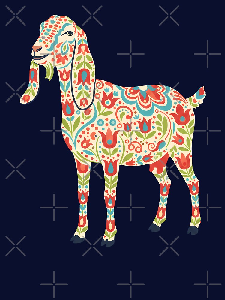 Anglo-Nubian Goat – Scandinavian Folk Art by heidiannemorris © by FOLK ART FUSION by heidiannemorris