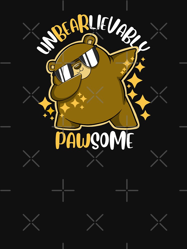 Unbearlievably Pawsome cool bear dabbing and shining with smile by The magic Yellow bus