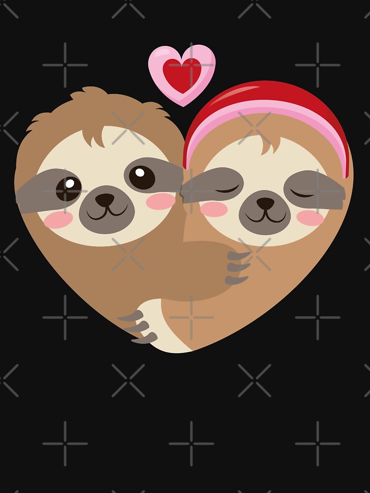Valentines Sloth Hugging Heart Cute Love Couple by ibeargifts