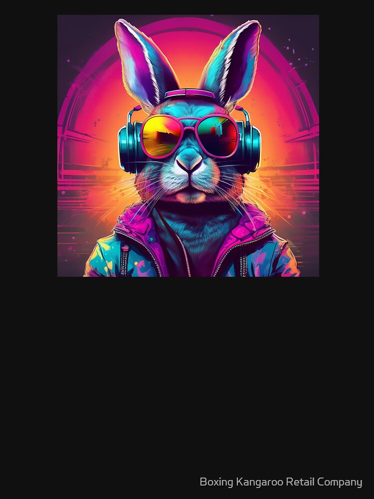 Rabbit in Headphones and Shades Synthwave by Boxing Kangaroo Retail Company