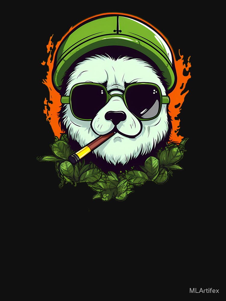 Cool Colorful Panda Bear Boss in Green by MLArtifex