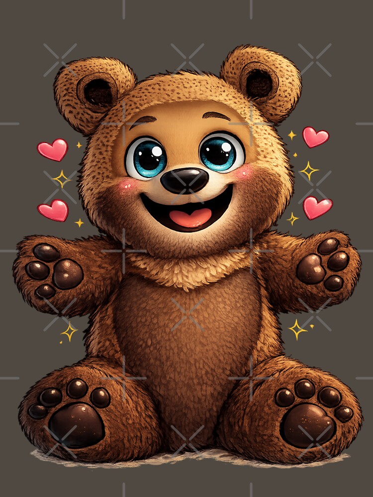Cute Kawaii Teddy Bear – Adorable Happy Bear Illustration by NB-Artmagic