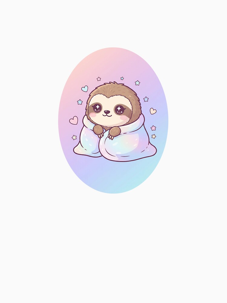 Cute Kawaii Sloth in Blanket Cartoon Illustration – Adorable Lazy Animal Art by LavinyArt