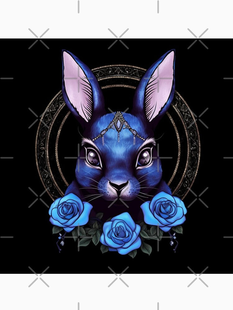 Blue Rabbit With Roses by Nocturne Paws