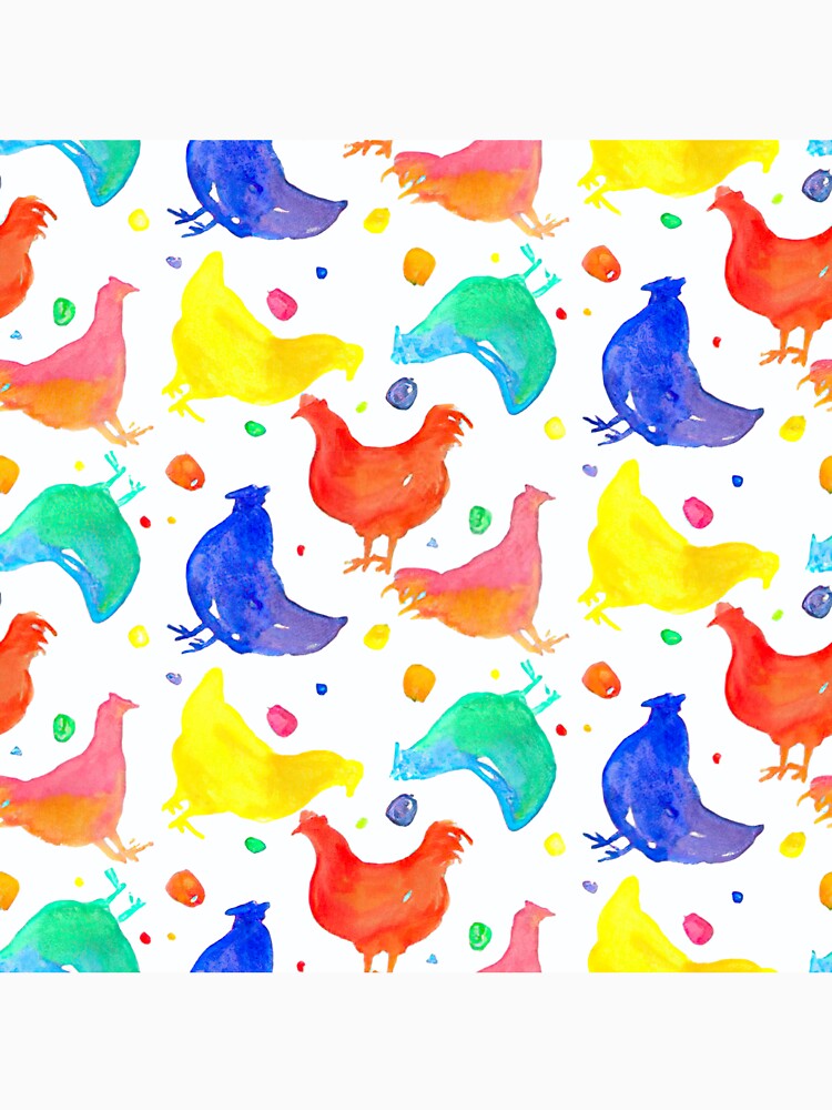 Colorful Chicken Watercolor by Mnightsa